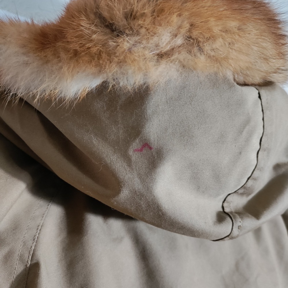 Vintage Cabela's Down Parka Jacket Mens Medium Fox Fur Trim Hood - Picture 6 of 7